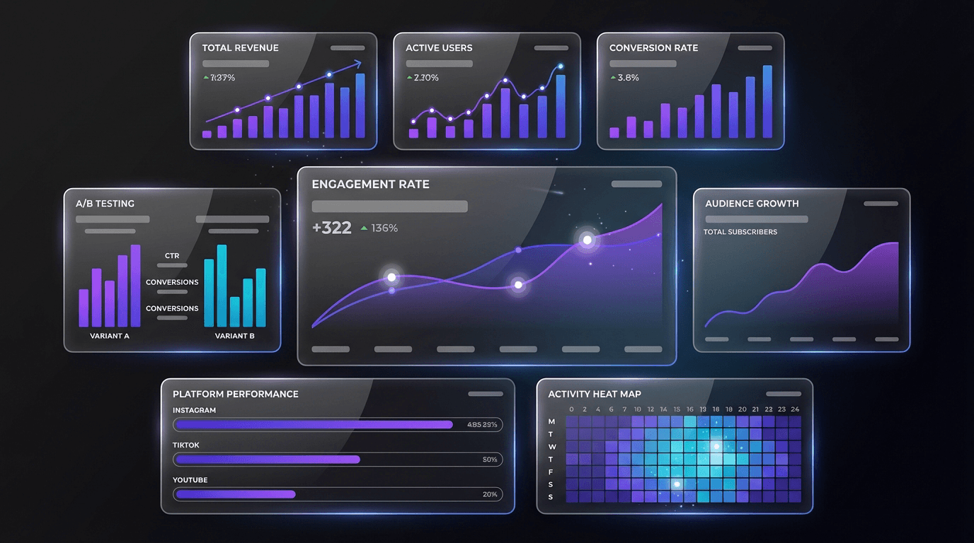 AI Analytics Agent displaying A/B testing dashboards and KPI insights